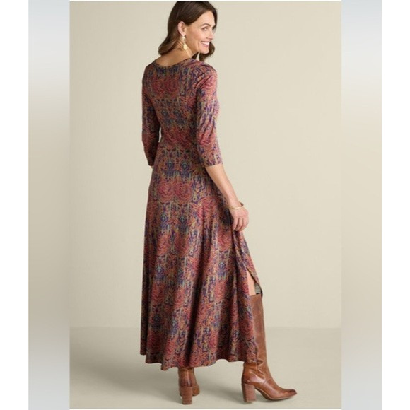 Soft Surroundings Alcott Dress Floral Maxi Slit Large Boho Western Jersey Soft - Picture 13 of 16